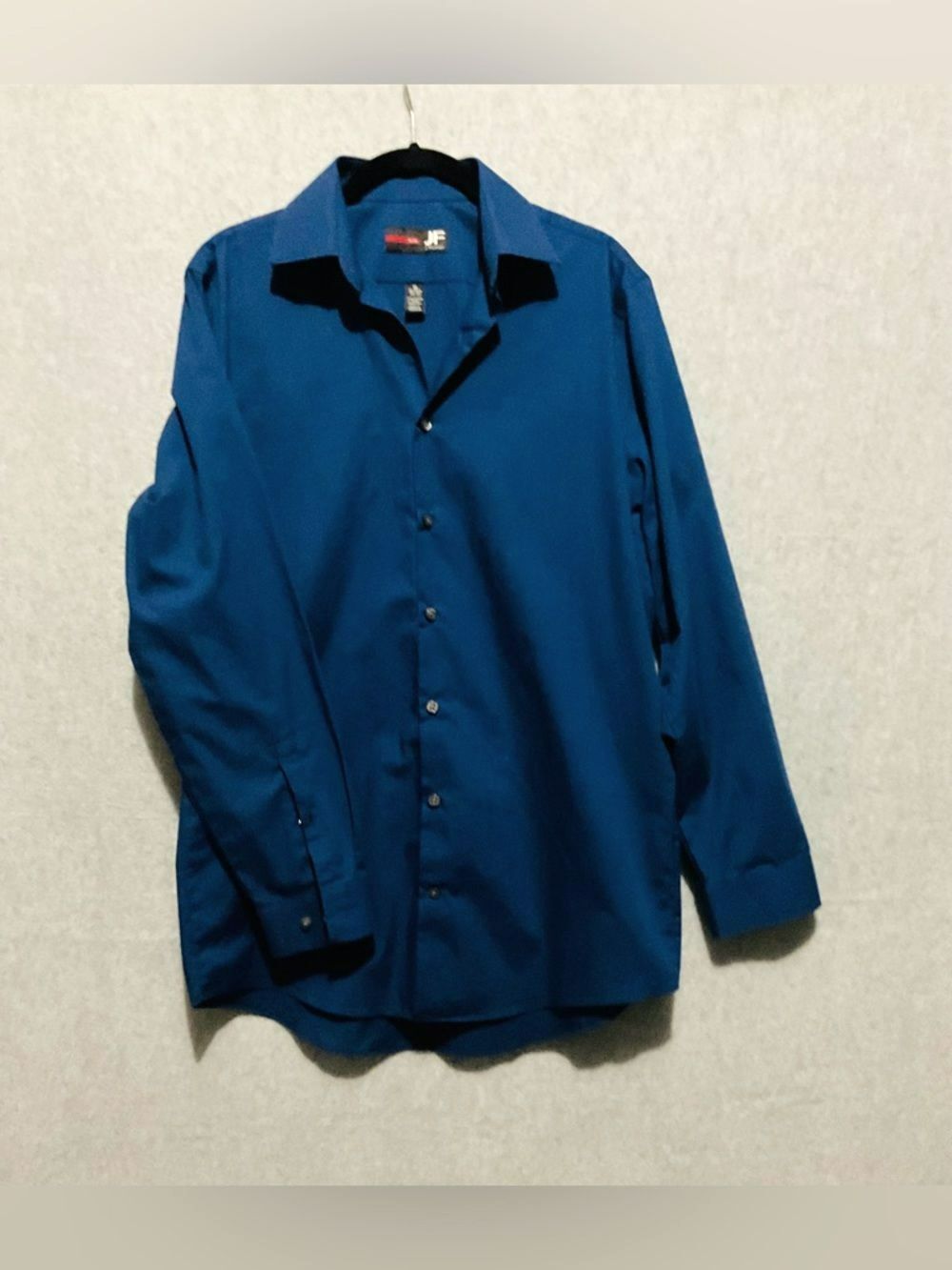 JF J. Ferrar Slim Fit Teal Blue Long Sleeve Dress Shirt Size M - Defects